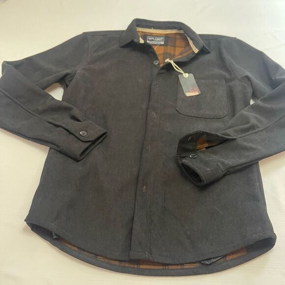 Outlander by Craft And Flow Brown Corduroy Plaid Lined Shirt Jacket Mens Medium - Picture 3 of 7